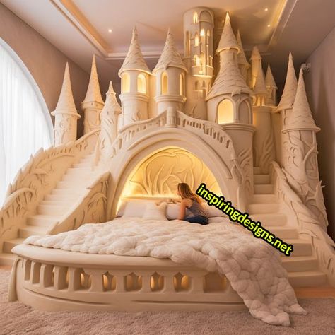 These Giant Disney Castle Shaped Beds Will Turn Your Bedroom into a Fairy Tale Kingdom – Inspiring Designs Disney, Disney Room Decorations, Castle Bedroom Kids, Disney Themed Rooms, Princess Castle Bed, Luxury Kids Bedroom, Princess Bed, Kids Rooms, Castle Bedroom