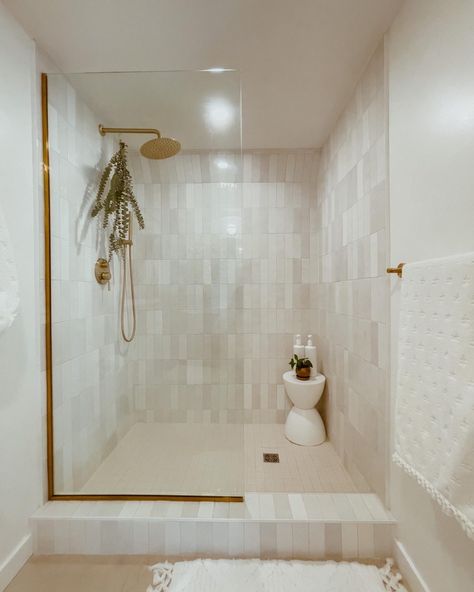 Interior, Home Décor, Bathroom Shower Tile, Shower Floor, Glass Shower Doors, Small Tile Shower, Gold Shower Door, Modern Shower Design, Shower Door