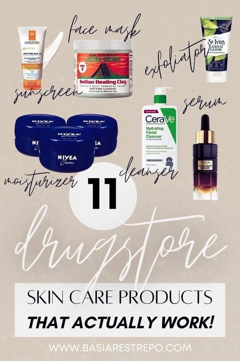 Looking for the 11 best drugstore skin care products? Check out this post! I share the best cleanser, exfoliator, night cream, moisturizer, sunscreen, serum, toner, and more. Add these budget-friendly skincare essentials to your morning and night skincare routine! Serum, Drugstore Skincare, Sunscreen Lotion, Facial Skin Care Routine, Skincare Routine, Skin Care Regimen, Skincare Products, Moisturizer Cream, Vaseline Lip Therapy