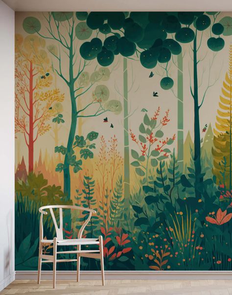Home Décor, Nursery Mural, Forest Wall Mural, Mural Wallpaper, Woodland Wallpaper, Kids Room Murals, Mural Wall Art, Forest Mural, Wall Murals