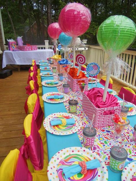 Birthday Parties, Birthday Party Themes, Candy Land Birthday Party, 1st Birthday Parties, Birthday Party Tables, Candy Theme Birthday Party, First Birthday Parties, Candyland Party Theme, 2nd Birthday Parties