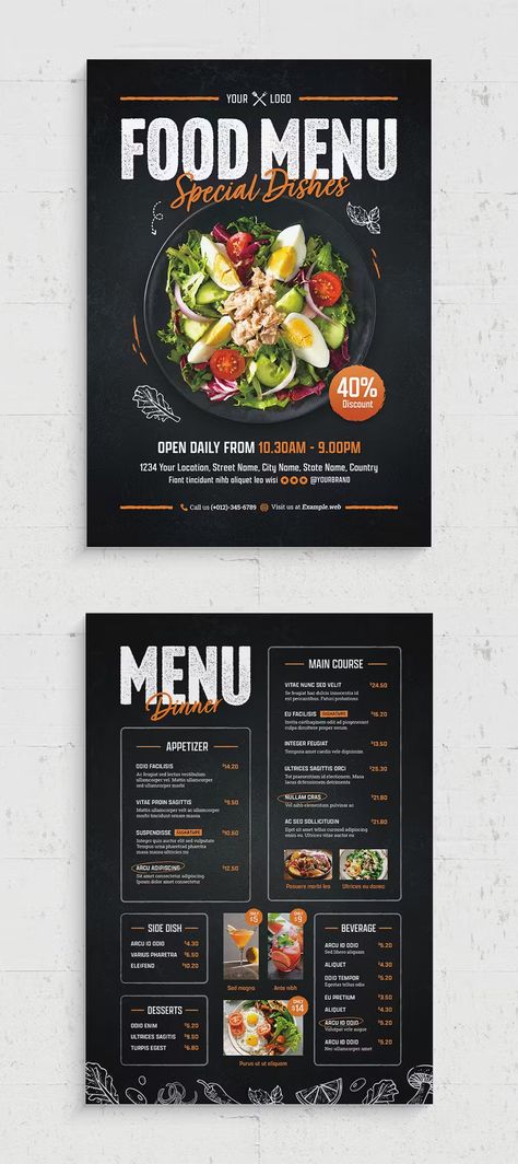 Food Menu Template PSD Design, Web Design, Menu Design Ideas Templates, Catering Menu Design, Resturant Menu, Restaurant Menu Card, Thai Food Menu, Menu Design Layout, Menu Cover Design