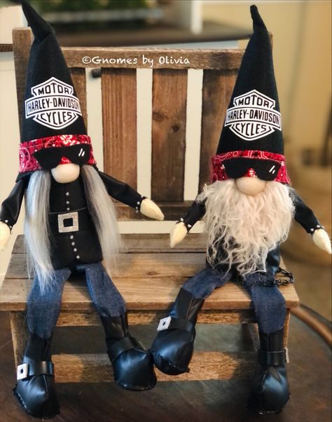 These two were a apecial requeat. Visit my Etsy atore for other thene gnomes. Gnomes by Olivia. Ideas, People, Harley Davidson, Bride, Noel, Cute, Adorable, Female Biker, Harley