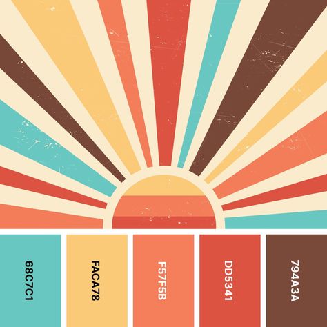 31 Retro Color Palettes for Throwback Designs - Color Meanings Retro Vintage, Retro, Design, Retro Color Palette, Color Palette Design, Colour Board, Vintage Color Schemes, Vintage Color Palettes, Complimentary Colors