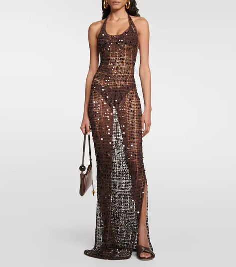 Morel Cutout Sequined Maxi Dress in Beige - Aya Muse | Mytheresa Outfits, Negro, Feminine Look, Muse, Trendy Nails, Dress, Sequined, Bal, Vestidos