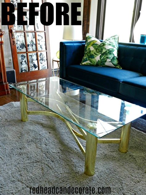 Thrifty vintage brass & glass coffee table gets a modern day makeover with this one simple step... Tables, Design, Diy, Architecture, Interior, Vintage, Goa, Coffee Table Makeover Diy, Coffee Table Upcycle