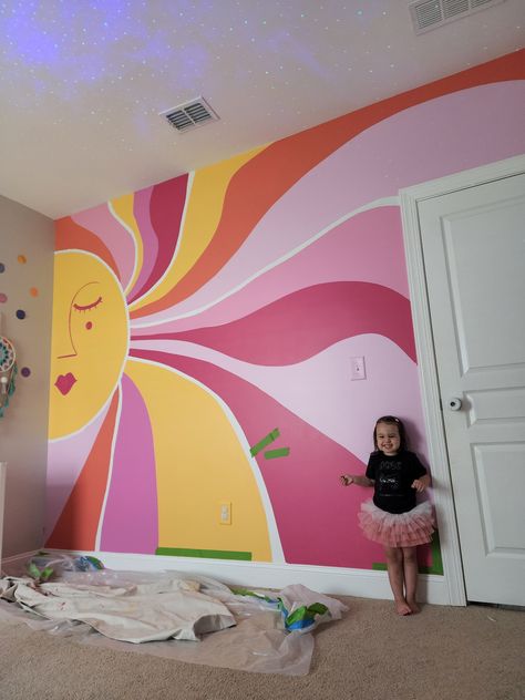 Room Wall Painting, Kids Room Paint, Bedroom Wall Paint, Art Room, Wall Murals Painted Bedrooms, Girls Bedroom Mural, Creative Wall Painting, Orange Rooms, Bedroom Orange