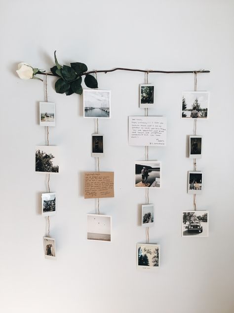 Picture wall, polaroids, Polaroid wall, floral, flowers, rose, pictures, bedroom decor, bedroom pictures, hanging pictures, diy picture display, Inspiration, Diy, Decoration, Hanging Pictures, Picture Wall Bedroom, Wall Decor Bedroom, Hanging Pictures On The Wall, Picture Wall, Polaroid Wall Decor