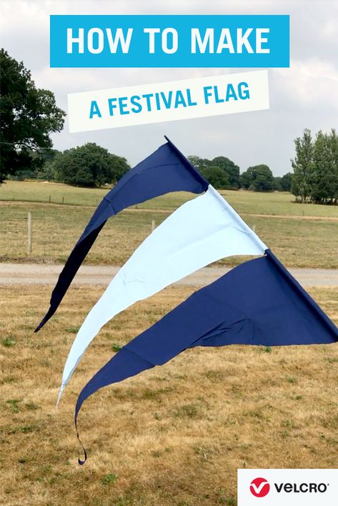 Festival season is in full swing so you're heading to a music festival this summer, check out our easy DIY festival flag tutorial! It's a cheap no-sew DIY idea and all you need is some old sheets, a flag pole and some VELCRO® Brand Stick On for Fabrics tape. Read our full blog post for instructions! #festivals #festival #lifehack #VELCROBrand #VELCROBrandHacks #VELCRO #DIY #crafts #DIYideas Diy, Ideas, Home-made Party, Diy Flag Pole, Diy Festival, Festival Garden Party, Outdoor Music, Festival Diy, Festival Camping