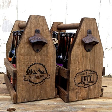 BBQ Rustic 12oz Six Pack Wooden #beer  Caddy Tote With Bottle Opener, Beer Storage by ReImagineBrewing on #etsyshop Graduation Gifts, Ikea, Decoration, Gift Ideas, Gifts For Beer Lovers, Beer Holders, Beer Caddy, Wooden Beer Caddy, Bottle Opener
