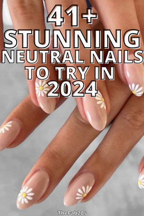 Brown Flower Nails Trendy Nails Ideas 2024 Summer, Cute Nails For 2024, Short Natural Vacation Nails, Spring Nails 2024 Neutral, Acrylic Nails That Look Natural, Nail For Spring, 2024 Nails Ideas, Nail Art Spring 2024, Nail Art Designs Spring 2024