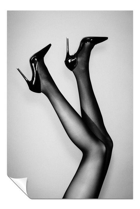 Black & white woman in high heels shoes artistic poster wall art home decor