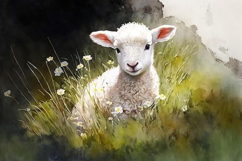 Sheep And Lamb, Sheep Farm, Sheep Paintings, Sheep Drawing, Sheep Art, Lamb Drawing, Baby Lamb, Cute Sheep, Lambs