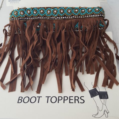 Nwt 5 In Brown Suede Fringe W Turquoise Bead Trim On Top Boot Topper Eith Velcro At Ends To Hold Closed And 2 Extra Metal Hooks That Go Over Uour Boot For Extra Security Diy, Boots, Leather Moccasins, Suede Fringe Boots, Leather Ankle Booties, Suede Fringe, Brown Suede, Suede, Fringe Boots