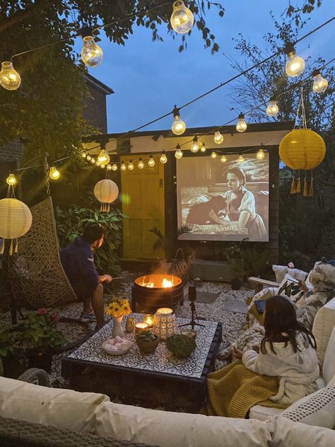 Interior, Backyard Movie Nights, Outdoor Cinema, Backyard Movie, Backyard Inspo, Backyard, Gazebo, Outdoor Decor Backyard, Small Backyard