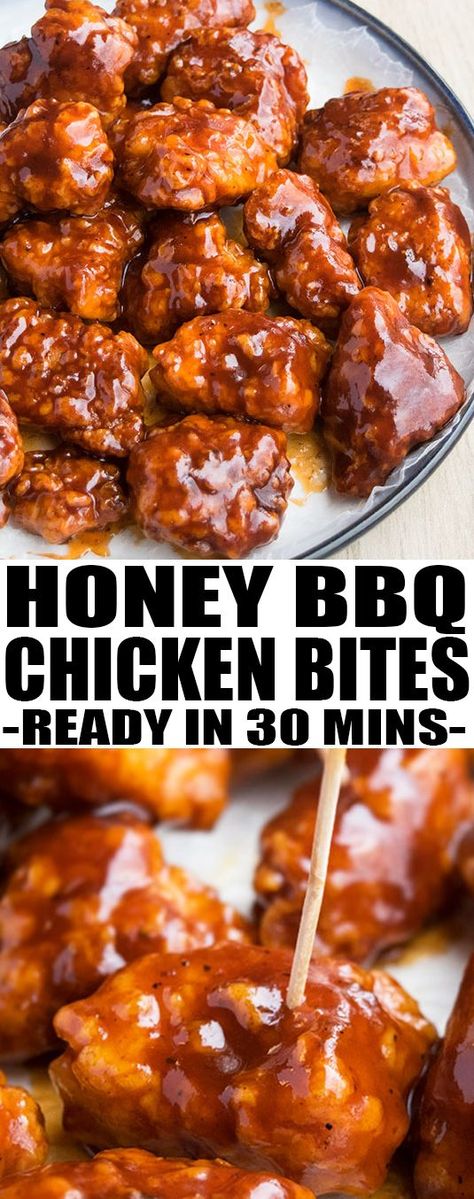 Clean Eating Snacks, Honey Bbq Chicken, Bbq Chicken Bites, Bbq Chicken, Honey Barbecue Sauce, Chicken Bites, Honey Bbq, Bbq Recipes, Honey Barbecue