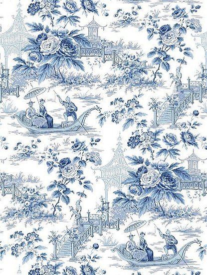 Powder Blue Chinoiserie Toile • Millions of unique designs by independent artists. Find your thing. Design, Decoration, Décor, Diy, Vintage, Wallpaper, Decor, Blue And White, Toile Wallpaper