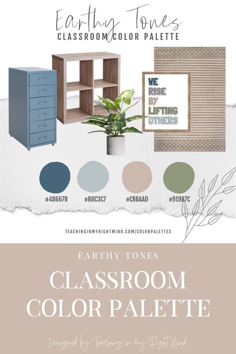 Neutral classroom color palette that elicits calm and relaxing vibes. Ditch your classroom theme and adopt a classroom color scheme for a more cohesive and inclusive environment. Follow this board for a curated selection of items that match the Earthy Tones palette. Montessori, Decoration, Pre K, Organisation, Classroom Color Scheme, Neutral Classroom Decor, Color Palette, Earthy Tones, New Classroom