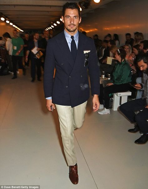 Handsome! An extremely dapper David Gandy also made an appearance and looked typically stylish in a double breasted navy blazer