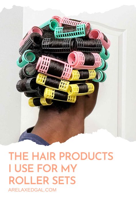 The fewer products the better is key when it comes to getting great rollerset results. See which three products I use for all of my rollersets. | A Relaxed Gal Inspiration, Ideas, Roller Set Natural Hair, Roller Set Hairstyles, Hair Setting, Hair Journey, Natural Hair Care, Relaxed Hair Care, Relaxed Hair Journey