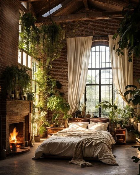 Tour through a Converted Factory Mansion 🏡🧱📚☀️🌿 . Conjured from imagination using a blend of Midjourney AI, Photoshop and Topaz… | Instagram Inspiration, Home, Design, Dekorasyon, Styl, Inredning, Deco, Interieur, Arredamento