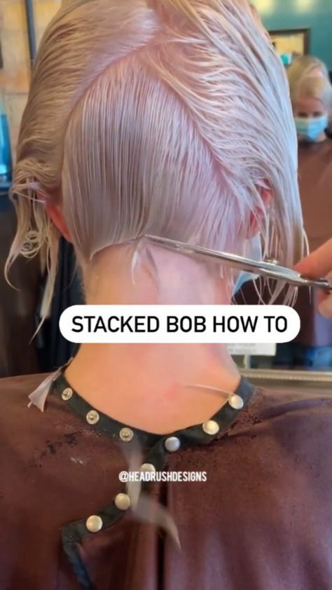 Cut Own Hair, Stacked Bob Long, Stacked Haircuts, Stacked Bob Haircut, Bobs For Fine Hair, Stacked Hair, Hair Cutting Videos, Hair Cutting Techniques, Stacked Hairstyles