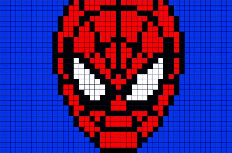 Spiderman Face Pixel Art from BrikBook.com #spiderman #marvel #spider #MarvelUniverse #pixel #pixelart #8bit Shop more designs at http://www.brikbook.com Perler Beads, Perler, Perler Patterns, Hama Beads Patterns, Perler Bead Patterns, Perler Beads Designs, Punto De Cruz, Spiderman, Punto Croce