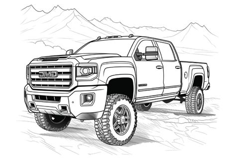 GMC Coloring Pages - Coloring Pages For Kids And Adults Trucks, Chevy Trucks, Colouring Pages, Cars Coloring Pages, Truck Coloring Pages, Car Drawings, Truck Art, Mack Trucks, Auto