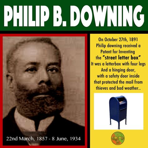 An invention that made the mail process easy and safe for many. #PhilipBellDowning #PhilipDowning #StreetMailBox #MailBox #ofoka #ForWokeSake #inventors #inventorsrock #BlackInventors #MaleBlackInventors #FemaleBlackInventors #BlackGirlMagic #BlackKing #blacklist #blackgirlsrock #BlackMen #blackwork #blackisbeautiful #blackqueen #blackexcellence #blackgirl #BlackPower #BlackGoal #BlacktoBlack African American Inventors, Inventions, African Americans, History, Motivation, Equality, Activist, Black History, Philip