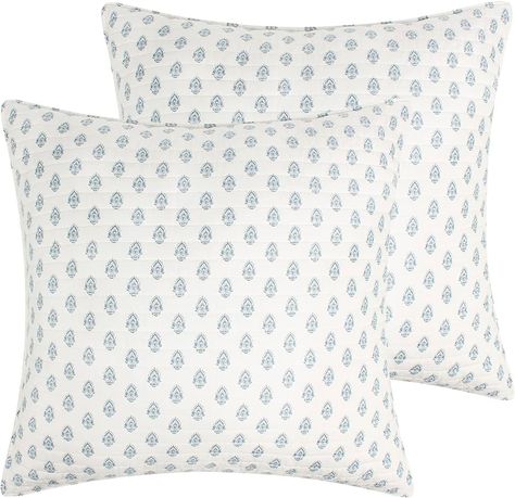 Amazon.com: Levtex Home - Aliza Quilt - Euro Sham Set of 2 - Mini Medallion - Blue and Cream - Quilt (26x26in.) - Reversible - Cotton : Home & Kitchen Quilts, Euro, Queen, Patchwork, Home, Bedspread Set, Blue Bedding, Queen Size Quilt, Pillow Shams