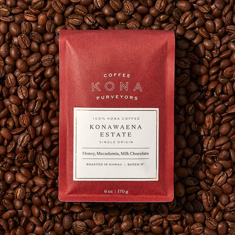 Pack of the Month: Allegra Poschmann Gives Kona Coffee Purveyors A Stunning Redesign | Dieline Packaging, Coffee Packaging, Coffee Label, Coffee Shop Branding, Creative Coffee, Kona Coffee, Coffee Design, Coffee Branding, Coffee Labels