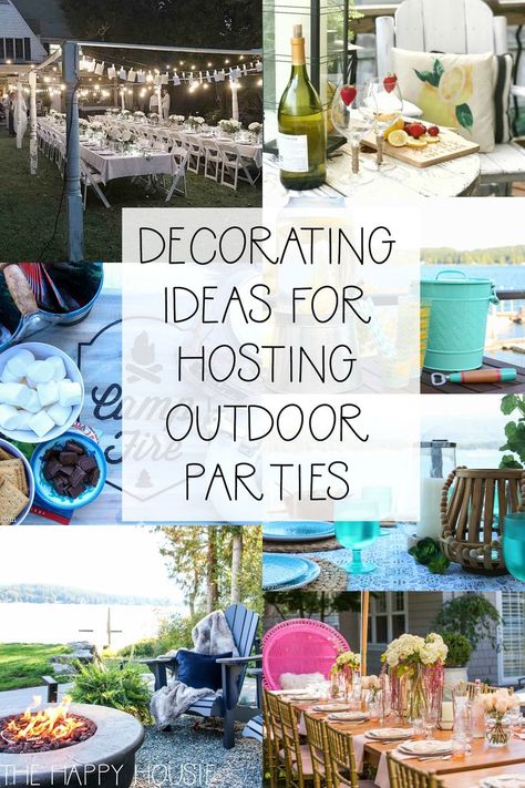 Summer Decorating Ideas for Outdoor Entertaining | The Happy Housie | Looking for outdoor patio ideas for the summer? We love grilling out and having a bbq on the deck! Come explore some beautiful exterior spaces for the summer! #outdoorliving #summerdecor Layout, Decoration, Home Décor, Summer Backyard Party Decorations, Summer Outdoor Party Decorations, Summer Backyard Parties, Patio Party Ideas, Patio Party Decor, Patio Party Decorations
