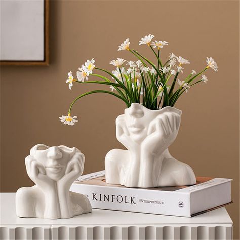 The vase is handmade from high-quality a-grade ceramics, white in color, the bottle surface is smooth, full of artistic flair, showing you a simple, elegant, modern boho style. Decoration, Nordic Style, Boho, White Ceramics, Dekoration, Modern Nordic, Modern, Office Decor, Modern Vase