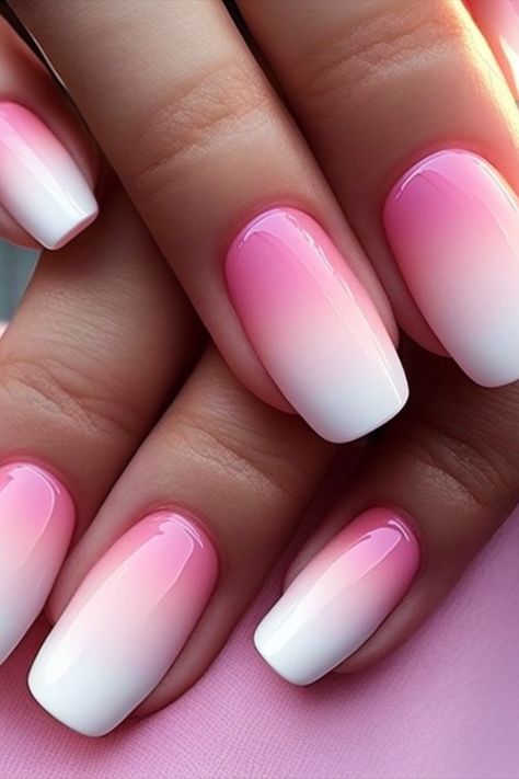 Make Your Nails Pop with These Ombre Pink and White Nail Tips from the Pros Pink White Nails, Pink Tip Nails, Pink Ombre Nails, Orange Nail, Pink Glitter Nails, Green Nail, White Ombre, Neon Orange, Blue Nails