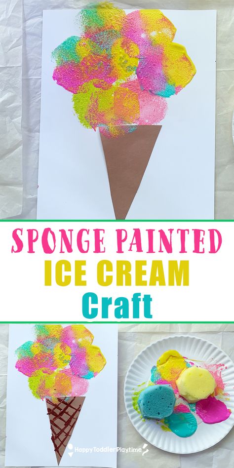 Crafts, Play, Diy, Ice Cream Art For Toddlers, Easy Kids Art Projects, Kids Paint Crafts, Easy Crafts For Toddlers, Easy Crafts For Kids, Sponge Painting