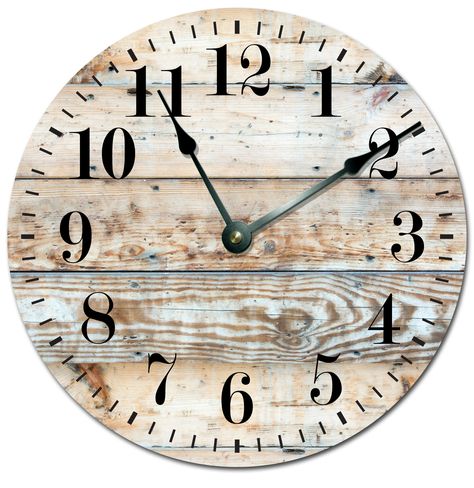 "About this clock: *Large 15.5\" Open Face Clock NO COVER OR FRAME. *Not Actual Wood. A printed image adhered onto a thick hard MDF wood base. *Quartz clock movement made in USA, Guaranteed 2 yrs, AA battery not included. *Large 7\" metal (not plastic) hands. Each clock is handmade to order. *Recommended for indoor use not outdoor. There is a built-in hanger on the back of the clock movement for easy hanging. This is not a wood clock. This is an image custom printed onto an OPEN FACE CLOCK with Wood Light, Wall Clock Frameless, Wall Clock Silent, Wood Wall Clock, Round Wall Clocks, Wood Clocks, Wooden Wall Clock, Living Room Clocks, Large Wall Clock