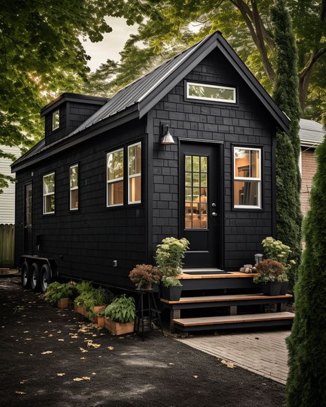 10 Striking Black Tiny Homes: The Pinnacle of Modern Minimalism - Living in A Tiny Architecture, Design, Dekorasyon, Haus, Houten, Inredning, Cottage, House, Tuin