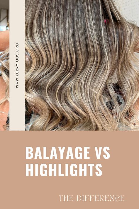 an explanation from a hairstylist #HAIRCOLOR #BALAYAGE #BLONDEHAIR #hairhighlights Blonde Highlights, Balayage, Balayage Vs Highlights, Highlights And Lowlights, Light Hair, Bayalage Blonde, Heavy Highlights, Blonde Balayage, What Is Balayage
