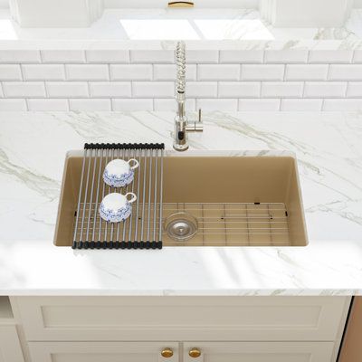 Our Nano-coated handcrafted stainless steel kitchen sinks are made from premium-heavy-duty 16 Gauge T304 stainless steel，offer exceptional strength and corrosion resistance. Each sink is individually made, ensuring unique designs and superior craftsmanship. Upgrade your kitchen today with this exceptional sink that offers the perfect balance of durability, aesthetics, and convenience. | Kichae 33" L Undermount Single Bowl Stainless Steel Kitchen Sink Stainless Steel in Gray | 10 H x 33 W x 19 D
