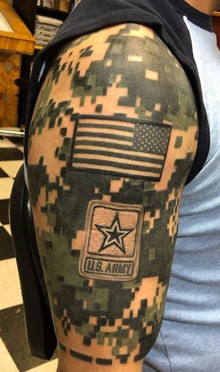 Cross American Flag Tattoo, American Flag Back Tattoo, Army American Traditional Tattoo, Army Star Tattoo, Army Ranger Tattoos, Flag Tattoos For Men Shoulder, Conservative Tattoos, Patriotic Sleeve Tattoo For Women, American Flag Tattoo Stencil