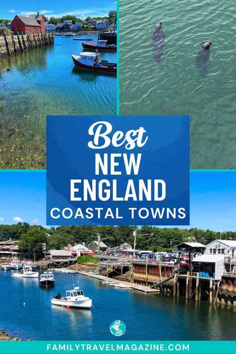 New England has a gorgeous coastline, and along the way, you'll also find some quaint small towns filled with historic sites, beaches, shops, art galleries, and museums. Here are some of the best New England coastal towns to consider for your next family vacation. Trips, Cruise Tips, England, East Coast Beaches, East Coast Road Trip, Boston Vacation, New England Beach House, Coastal Towns, Vacation Spots