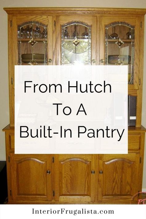Home, Storage Cabinets, Storage For Small Kitchen, Built In Storage, Storage For Small Spaces, Pantry Storage Cabinet, Built In Pantry, Hutch Top Repurposed Ideas, Diy Storage Cabinets