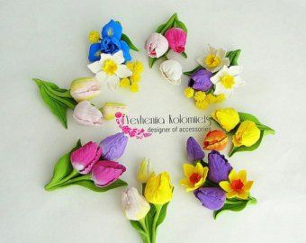 Fimo, Diy, Spring Flowers, Flower Tutorial, Flores, Floral Accessories, Flower Brooch, Photo, Polymer Flowers