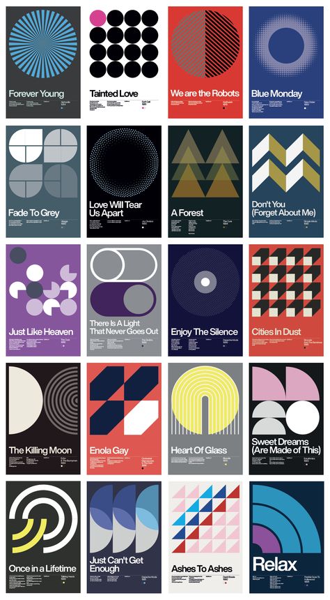 New Wave Poster Collection on Behance Layout, Design, Grafik, Swiss Design, Grafik Design, Inspirasi, Geometric Graphic, Desain Grafis, Resim