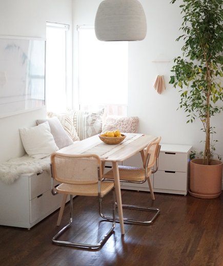 5 IKEA Hacks for Organizing Small Spaces | Small space and small budget? Then, IKEA's probably your best home decor and organizing friend! All of the IKEA hacks here are designed to fit seamlessly into small spaces, plus they sneak in a little extra storage all over the house, like this seating with hidden storage. Your home will instantly feel more organized.  #homedecor #smallspacedecor #organization #realsimple Ikea, Ikea Hacks, Ikea Organization Hacks, Ikea Organization, Small Space Organization, Ikea Hack, Small Room Organization, Ikea Nordli, Apartment Decor