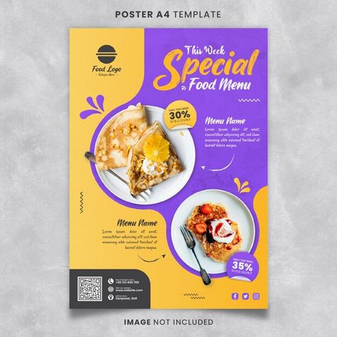 Brochures, Special Recipes, Menu Design, Restaurant Menu Design, Food Poster Design, Menu Restaurant, Restaurant Offers, Food Promotion, Restaurant Poster