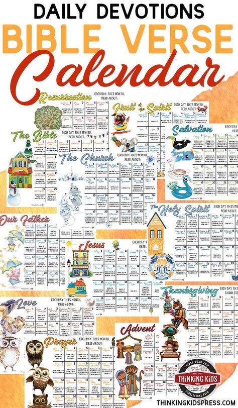 This 12-month Bible verse calendar is the perfect way to do daily devotions for your kids. It’s a family devotional that takes just a few minutes per day! Pre K, Lord, Bible Reading Plan, Bible For Kids, Bible Study For Kids, Bible Activities, Bible Devotions, Bible Lessons, Bible Lessons For Kids