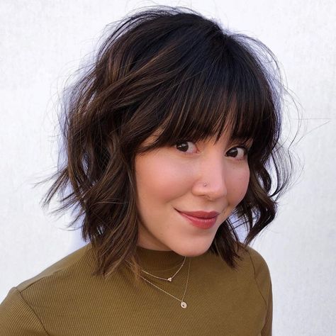 40 Newest Haircuts for Women and Hairstyle Trends for 2021 - HairAdviser One Length Haircuts, Creative Haircuts, Shaggy Bob Hairstyles, Shaggy Bob Haircut, Short Haircuts Over 50, Asymmetrical Haircut, Shaggy Bob, Textured Haircut, Bob Haircut With Bangs