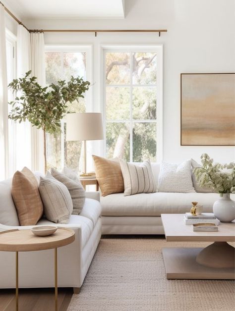 Top 10 Living Room Trends for 2024 - Nikki's Plate Home Décor, White Couch Pillows, White Couch Living Room, Ivory Living Room, Throw Pillows Living Room, Neutral Throw Pillows, Neutral Couch, Living Room Pillows, Throw Pillows White Couch