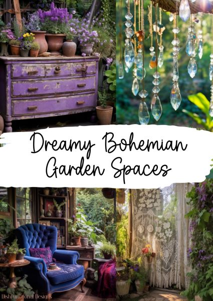 Dishfunctional Designs: Dreamy Bohemian Garden Spaces V Boho, Upcycling, Hippie Garden, Cottage Core, Garden Room, Cottage Garden, Boho Garden, Boho Garden Ideas, Bohemian Patio